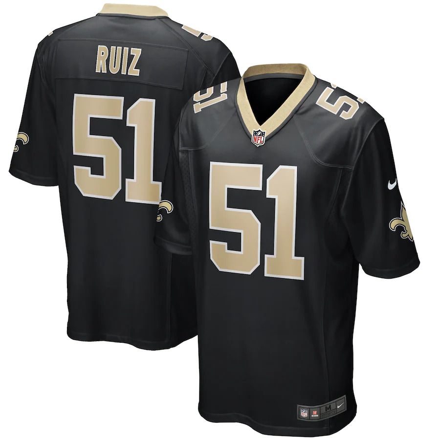 Men New Orleans Saints 51 Cesar Ruiz Nike Black Game NFL Jersey